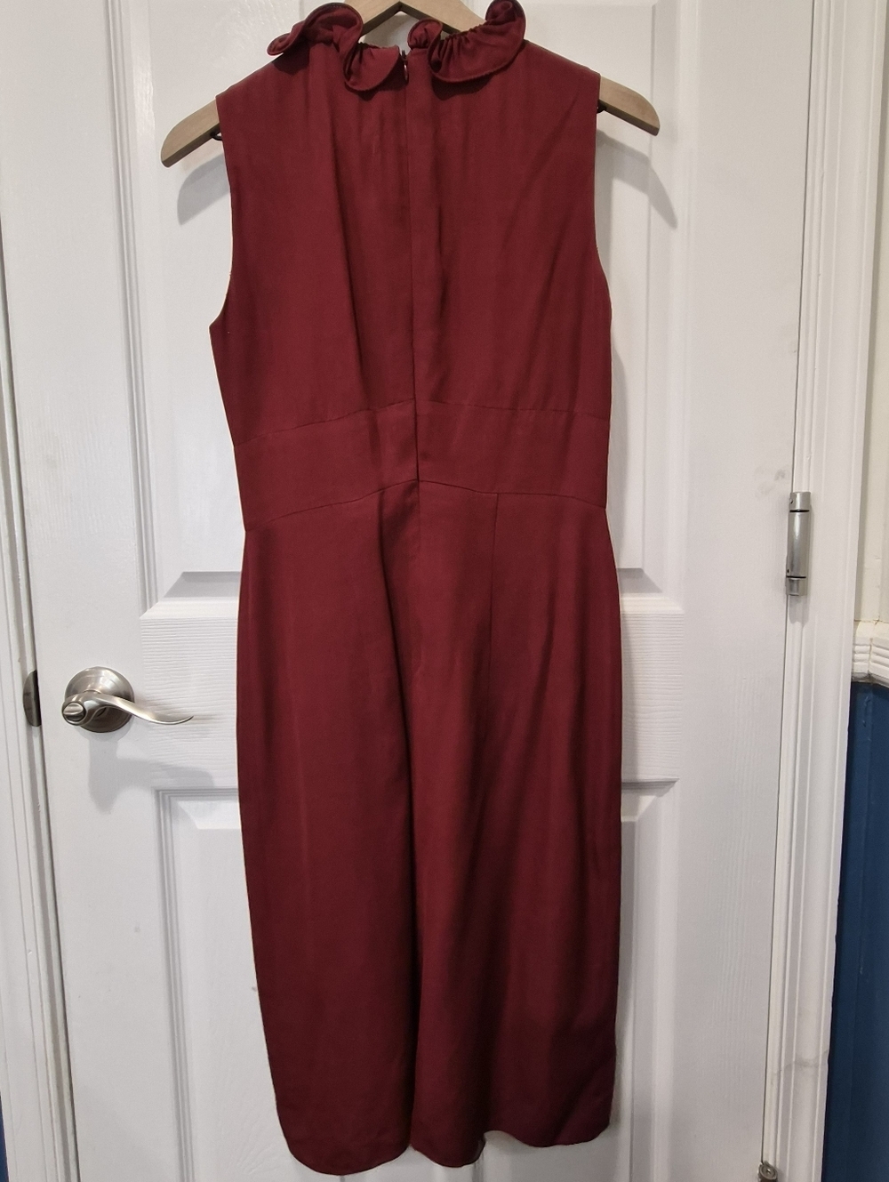 Marc Jacobs Size 2 Red Sleeveless Ruffle Neck Fit & Flare Midi Dress - Picture 4 of 13